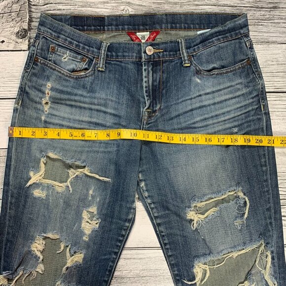 Lucky Brand Straight Leg Distressed Blue Denim Jeans - Picture 9 of 13